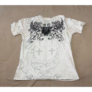 Xtreme Couture by Affliction Men's T-Shirt Griffin Shield AOP Y2K Size XL